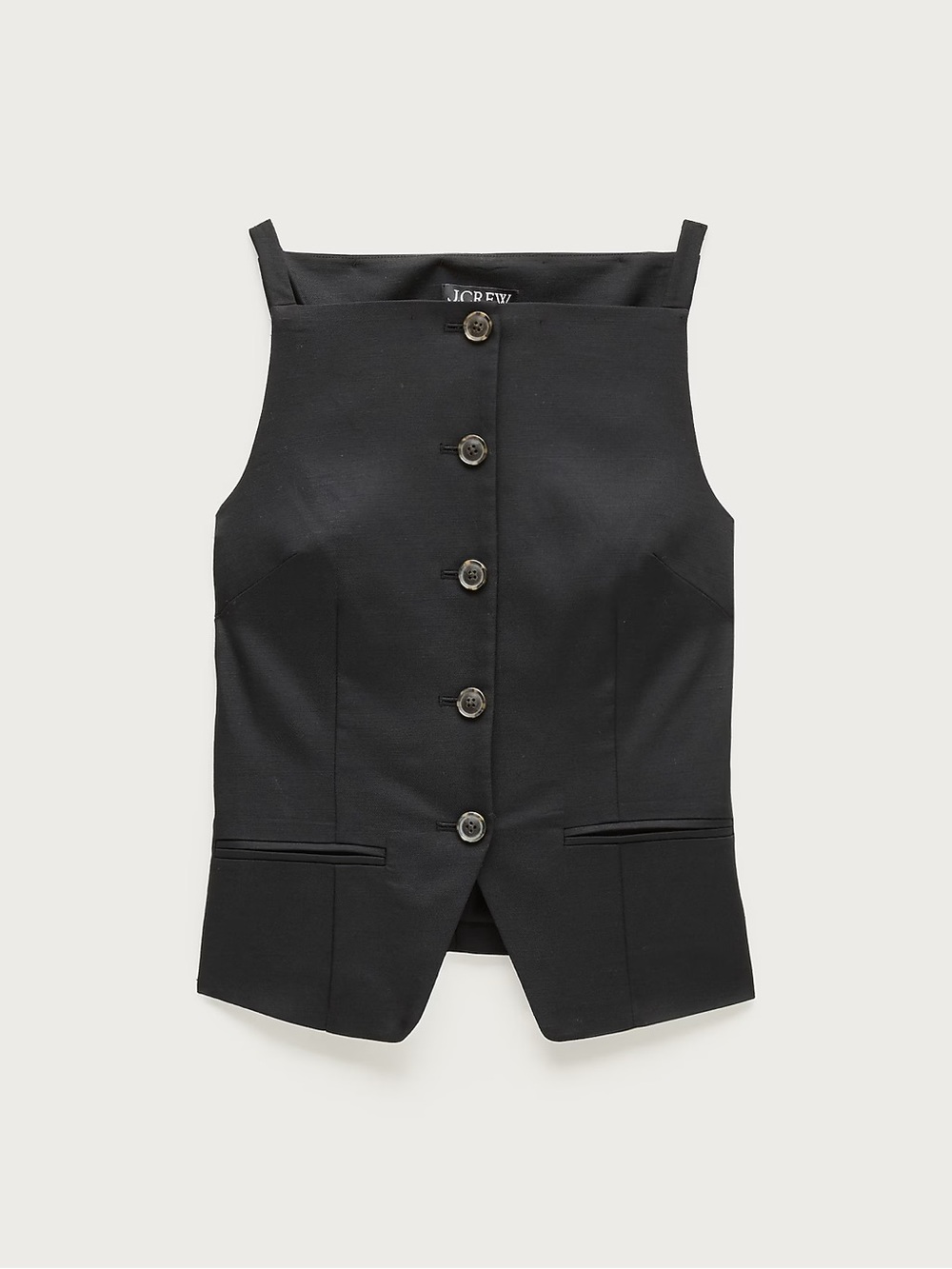 J.Crew Black Button-Front Linen Vest - Picture 2 of 4